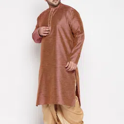 VASTRAMAY Plus Size Men Woven Regular Kurta with Dhoti Pants image 2