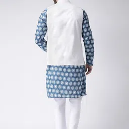 hangup plus Men Abstract Printed Kurta with Pyjamas & Nehru Jacket image 5