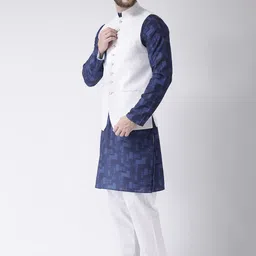 hangup plus Men Printed Kurta With Pyjamas & Nehru Jacket image 5