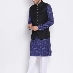 hangup plus Men Printed Kurta with Pyjamas & Nehru Jacket image 2