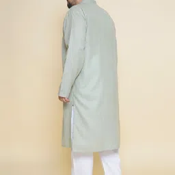 John Pride Plus Size Band Collar Regular Kurta With Pyjamas image 2