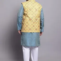 SOJANYA PLUS Ethnic Motifs Woven Design Regular Kurta With Pyjamas & Nehru Jacket image 3