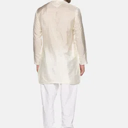 Sethukrishna Men Cream-Coloured Self Design Kurta with Churidar image 5