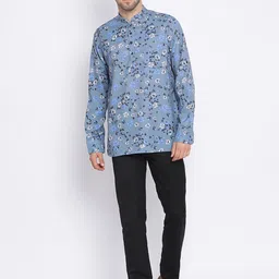 hangup plus Men Printed Roll Up Sleeve Kurta with Pyjamas & Nehru Jacket image 5