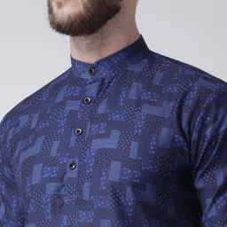 hangup plus Men Printed Kurta With Pyjamas & Nehru Jacket image 2