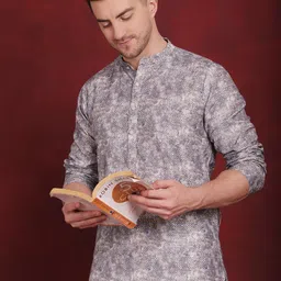 Anouk Floral Printed Regular Cotton Kurta With Pyjamas-picture-1