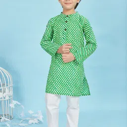 Maaikid Boys Leheriya Printed Mandarin Collar Pure Cotton Kurta with Pyjamas-image-37