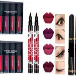 PREMIUM RED EDITION LIPSTICK COMBO WITH WATERPROOF EYELINER AND KAJAL COMBO-25