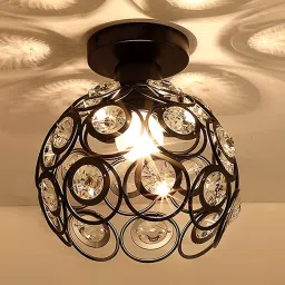 Black Metal Dual Ring Crystal Flush Mount Ceiling Light, Ceiling Light Ceiling Lamp-20