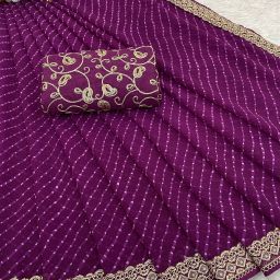 Printed Bandhani Georgette Saree-image-40