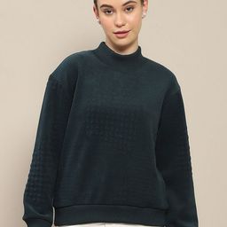 Madame Women Self Design High Neck Pullover-image-97