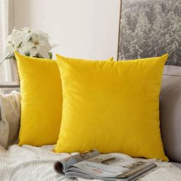 Velvet Filled Cushion Pillow For Sofa Living Room And Bedroom, 12 x 12 Inch Microfibre Solid Cushion Pack of 2-image-18