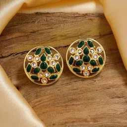 Estele Gold-Plated Circular Studs Earrings-30