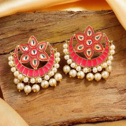 Estele Gold-Plated Floral Chandbalis Earrings-image-8
