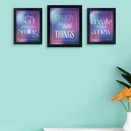 Golden Peacock Set of 3 Black & Purple Printed Photo Frames-20