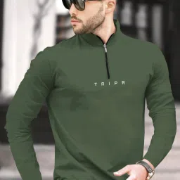 Men Solid Henley Neck Cotton Blend Dark Green T-Shirt-image-21