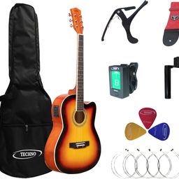 techno RJ-10239CEG- ProSound with 4-Band EQ-39 Inch Semi-acoustic Guitar Mahogany, Spruce Rosewood Right Hand Orientation-picture-8