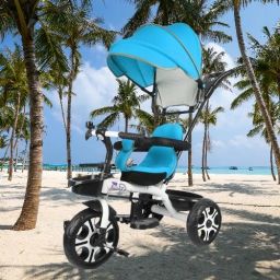 Tricycle Canopy Tricycle with Soft Seat,Front-Back Basket,Parental Push Handle World Best Canopy Tricycle for Babys with New Colours Tricycle-image-0