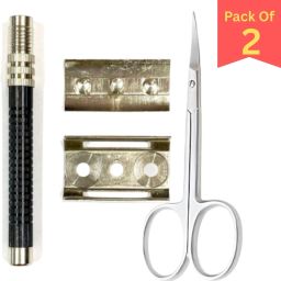 Professional Manicure Scissor with Black Color Steel Safety Razor, Men-13