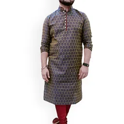 Sydney Heights Men Ethnic Motifs Printed Regular Kurta with Churidar-picture-54