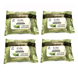 CRIBE Set Of 4 Lime Extract Wet Cleansing Wipes With Vitamin E - 25 Wipes Each image 1