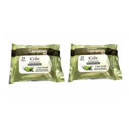 CRIBE Set Of 4 Lime Extract Wet Cleansing Wipes With Vitamin E - 25 Wipes Each image 2