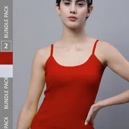 FBAR Pack Of 2 Pure Cotton Rib U-Neck Bio Wash Camisoles-image-17