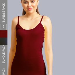 FBAR Women Pack Of 2 Ribbed Cotton Camisoles-image-38