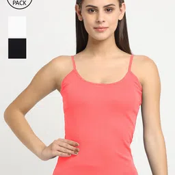 Friskers Women Pack Of 3 Solid 180 GSM Cotton Rib Camisoles-image-77
