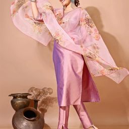 Women Art Silk Kurti Pant Dupatta Set-image-41