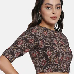 THE WEAVE TRAVELLER Hand Block Printed Non Paded Cotton Kalamkari Blouse image 2