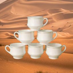 Pack of 6 Ceramic WHITE SILVER LINE P6 COP & CUP SET-image-89
