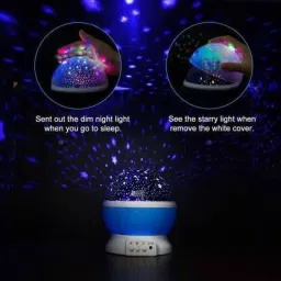 heti beauty 360 Degree Rotation 4 LED Bulbs 9 Light Color Changing Star Night Light | Dream Rotating Projection Light Table Lamp image 3