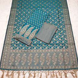 Unstitched Silk Blend Salwar Suit Material Self Design-image-32