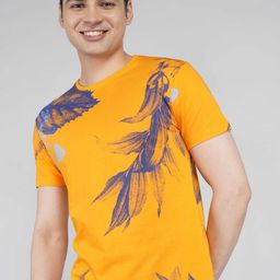 being human Men Printed Crew Neck Pure Cotton Orange T-Shirt-picture-46