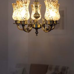 Fos Lighting Gold-Toned Textured Glass Ceiling Lamp-0