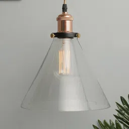 Homesake Transparent Solid Handcrafted Kitchen Glass Cone Hanging Light-image-31