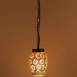 Devansh Off-White & Red Solid Traditional Hanging Light-10