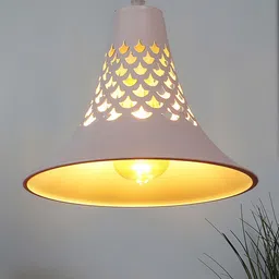 MFD HOME FURNISHING White & Brown Self Design Quirky Hanging Light-5