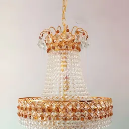 SHRI MAHAL ANTIQUES White Crystal Jhumar Ceiling Lamp-image-69