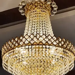 SHRI MAHAL ANTIQUES Gold Toned Crystal Jhumar Ceiling Lamp-image-93