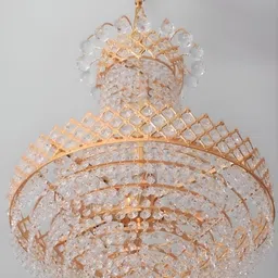 SHRI MAHAL ANTIQUES Gold Toned Crystal Jhumar Ceiling Lamp-image-91