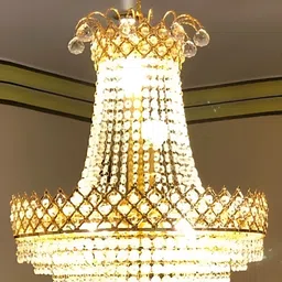 SHRI MAHAL ANTIQUES Gold Toned Crystal Jhumar Ceiling Lamp-image-88