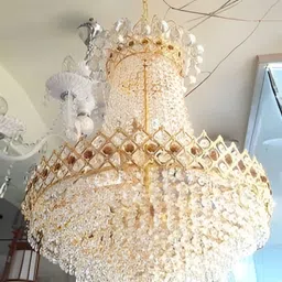 SHRI MAHAL ANTIQUES White Crystal Jhumar Ceiling Lamp-image-52
