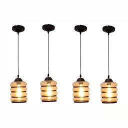 Areezo Gold Toned & Black 4 Pieces Cylinder Shaped Glass Ceiling Lamp-image-98