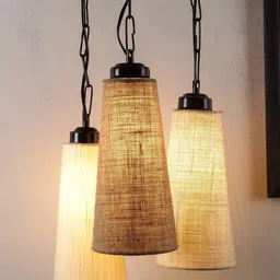 Devansh Black & Beige Solid Triple Conical Hanging Cluster Light-31