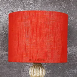 BTR CRAFTS Red Cotton Cylinder Shaped Table Lamp-55