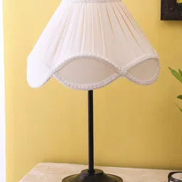 Devansh Cream-Coloured Solid Traditional Table Lamp-8