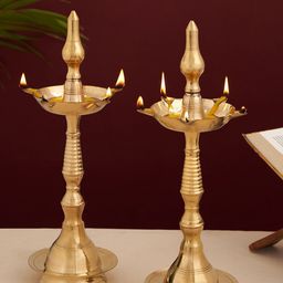 DecorTwist 2 Pieces Brass Kerala Samay Oil Lamp-image-89
