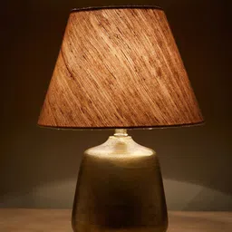Fabindia Peach-Coloured Textured Table Lamp-image-20